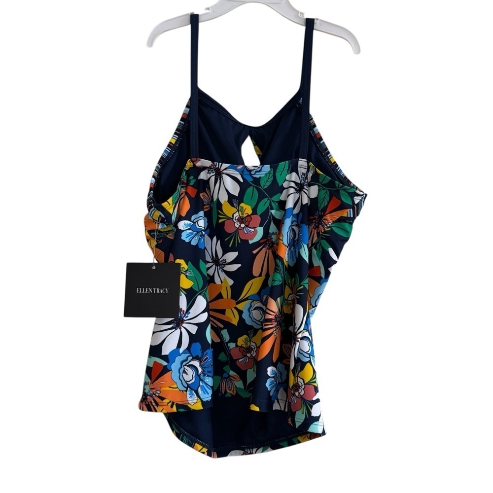 Ellen Tracy Floral Swim Top Tankini Size 10 NWT - Picture 3 of 5